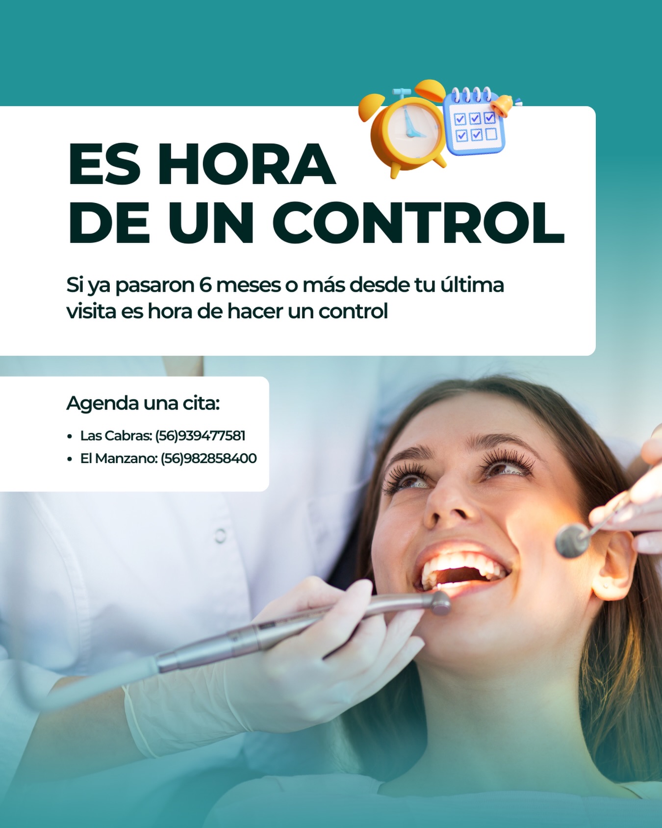 Publicación de la clínica que recuerda la importancia del control dental